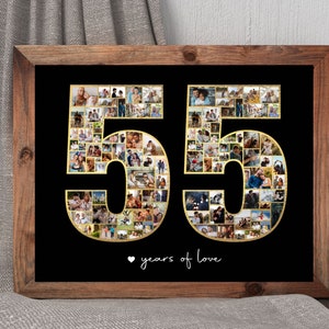 55th Birthday Collage, Number Photo Collage, Birthday Gifts, Number Collage, Couple Gift, Gifts for Him, Gifts for Her, Anniversary Gifts
