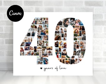 40th Anniversary Photo Collage, Number Collage, Number Prints, Gifts for Parents, Gifts for Him, Gifts for Her, Wedding Anniversary Collage