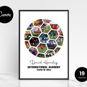 Voetbal fotocollage senior nacht cadeau sport fotocollage sport foto cadeau voetbal speler cadeau cadeaus voor hem afstudeercadeau