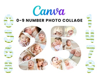 Canva Number Photo Collage Custom Photo Collage Personalized 0-9 Print Poster Collage Digital Download