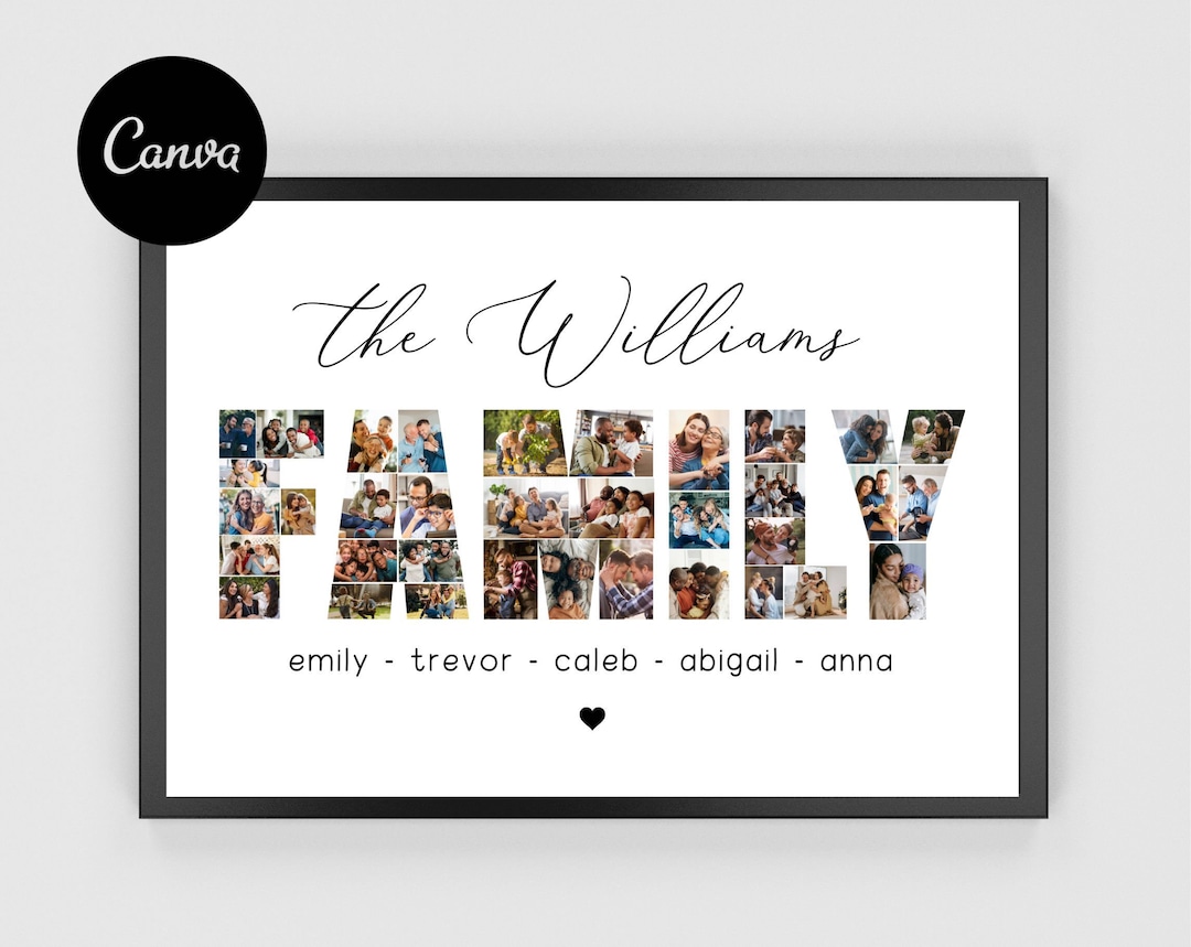 Editable Family Photo Collage Canva Template, Keepsake Gift (digital ...