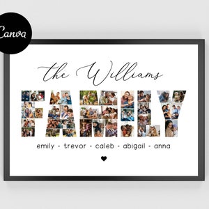 Family Photo Collage, Personalized Family Photo Collage, Family Photo Prints, Family Prints, Canva Template, Gifts for Her, Gifts for Him