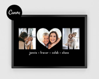 Custom Mom Photo Collage, Mother's Day Gift (Canva Template, Instant Download)