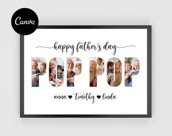 Pop Pop Photo Collage Gift Personalized Pop Pop Picture Collage Grandpa Pop Pop Photo Collage, Gift from Grandkids Family Photo Collage
