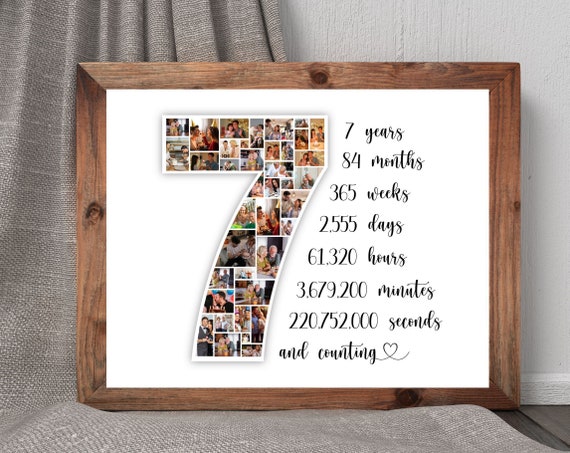 7th Anniversary Photo Number Collage Print (Digital Download)