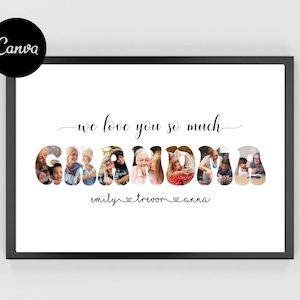 Cadre photo grand-mère, cadre grand-mère personnalisé, collage photo grand-mère, collage photo grand-mère modifiable, photo grand-mère, téléchargement immédiat