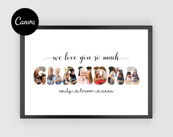 Personalized Grandma Photo Collage Frame, DIY Gift (Instant Download)