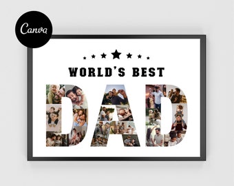 Daddy Photo Collage, Daddy Photo Frame, World's Best Dad Canva, Personalized Gift for Dad, Photo Gift, Daddy Birthday Present, Gifts for Him