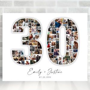 30th Anniversary Collage, Wedding Gifts, 30th Wedding Collage, Number Collage, Couple Gifts, Gifts for Him, Gifts for Her, Couple Collage