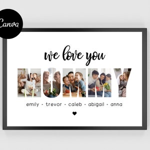 Fotocollage mama, gepersonaliseerde moederlijst, foto&#39;s afdrukken moeder, canvassjabloon, Moederdagcadeau, collage mama, dochter, cadeaus voor moeder