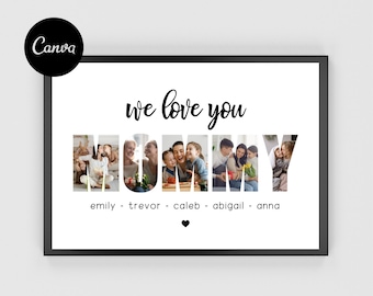 Gepersonaliseerde fotocollage voor mama, Moederdagcadeau (canvasjabloon)