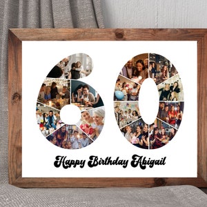 60 Geburtstag Foto-Collage, Zahl 60 Collage, Familiengeschenk, Zahlencollage, Geschenke für Mama, Geschenke für Papa, Geburtstagsgeschenke, 60th Prints,Canva