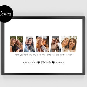 Collage de fotos de mamá de Canva, marco de fotos para mamá, marco personalizado para mamá, collage de fotos del Día de la Madre, descarga instantánea, el mejor collage de fotos para mamá