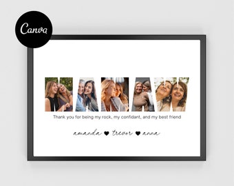 Canva Mamaw Photo Collage, Mom Photo Frame, Personalized Mamaw Frame, Mother's Day Photo Collage,Instant Download, Best Mom Photo Collage