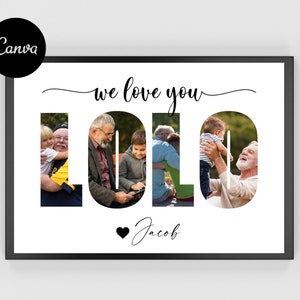 Marco de fotos para abuelo, personalizar abuelo, collage de fotos de abuelo, Lolo personalizado, regalo del día del padre, regalos para él, collage de fotos de Lolo,