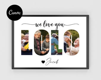 Personalized Grandpa Photo Collage Template (PDF File)