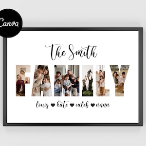 Family Photo Collage, Personalized Family Photo Frame, Family Photo Prints, Family Photo, Editable Template, Gifts for Her, Gifts for Him