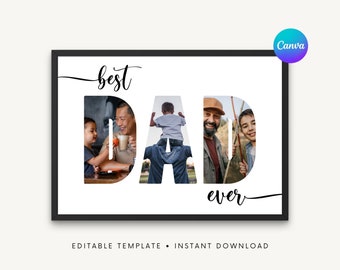Dad Photo Collage Canva Template: Personalized Father's Day Gift (Digital Download)