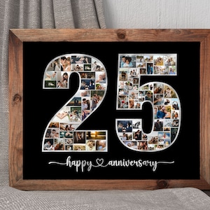 25th Anniversary Photo Collage, 25th Photo Collage, Number Photo Collage, Gifts for Parents, Gifts for Him, Gifts for Her, Couple Collage