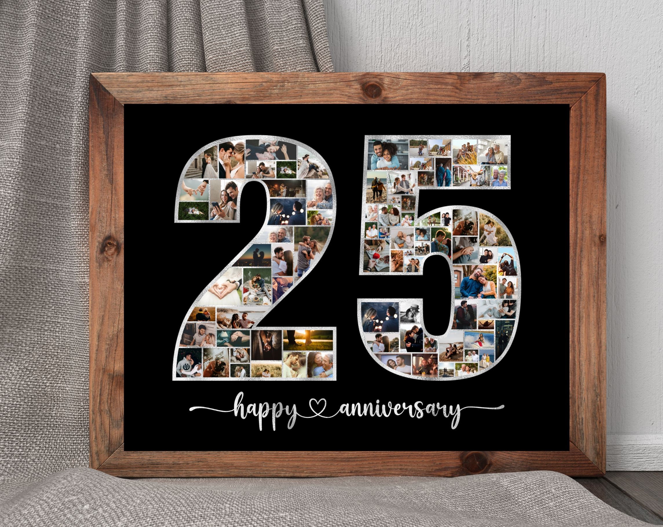 結婚25周年記念フォトコラージュテンプレート、カップルへのギフト