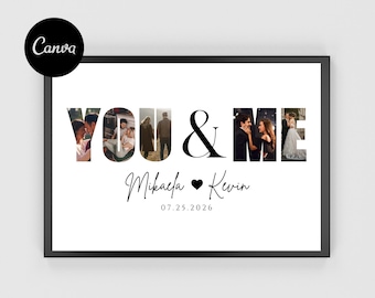Personalized Couple Photo Collage, Custom Anniversary Wedding Print (Digital Download)