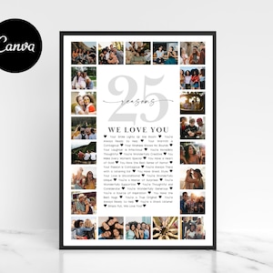 25 Reasons We Love You Birthday Collage, Personalized 25th Birthday Collage, Gifts for Him, Gifts for Her, Number 25 Collage, Number Collage