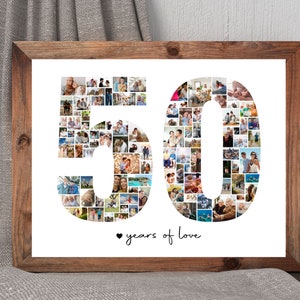 50th Anniversary Photo Collage, Number Collage, Number Photo Collage, Gifts for Parents, Gifts for Him, Gifts for Her, Couple Collage