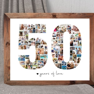 50th Anniversary Photo Collage, Number Collage, Number Photo Collage, Gifts for Parents, Gifts for Him, Gifts for Her, Couple Collage
