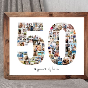 50th Anniversary Photo Collage, Number Collage, Number Photo Collage, Gifts for Parents, Gifts for Him, Gifts for Her, Couple Collage