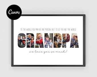 Personalized Grandpa Photo Collage Print, Custom Grandkids Wall Art (Digital Download)