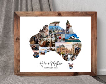 Australia Collage, Australia Map Collage, Editable Travel Photo Collage, Anniversary Collage, Couple Collage, Gifts for Her, Gifts for Him