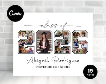 2026 Abschluss Foto-Collage High School Senior Geschenk Benutzerdefinierte 1026 Bild Poster Klasse von 2026 Andenken Druck Personalisierte Abschluss Dekoration