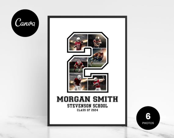 Sports Photo Collage Number 2, Senior Night Gift (Canva Template)