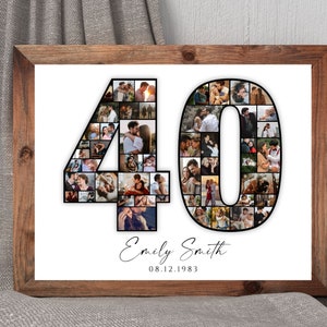 Collage de chiffres pour 40e anniversaire, collage photo personnalisé pour 40e anniversaire, collage de chiffres, collage de chiffres, cadeaux pour lui, cadeaux pour elle, cadeaux pour parents