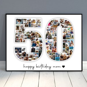 50th Birthday Photo Collage, Personalized 50th Birthday Photo Collage, Family Gift, Number Collage, Gifts for Him, Gifts for Her, Birthday