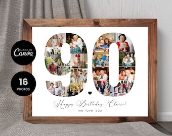 90th Birthday Collage Personalized Gifts Birthday Gifts Number 90 Collage Couple Gift Gifts for Mom Gifts for Dad Unique Gifts