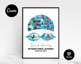 Swimming Photo Collage Editable Canva Template Sports Gift Senior Night Gifts Coach Gifts Players Gift