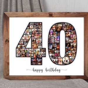 40th Birthday Photo Collage, Personalized 40th Birthday Photo Collage, Family Gift, Number Collage, Gifts for Him, Gifts for Her, 40 Collage