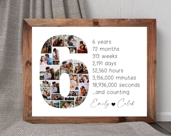 6th Anniversary Photo Collage, Personalized Anniversary Gift, Anniversary  Gifts, Couple Gift, Gifts for Him, Gifts for Her, Number Collage
