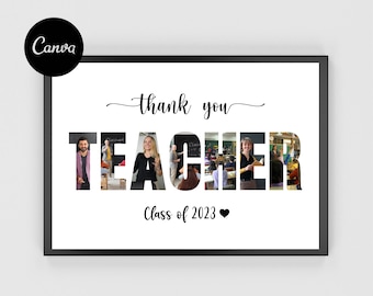 Teacher Photo Collage, Personalized Teacher Photo Frame, Teacher Photo Prints, Editable Teacher Photo Collage, Gifts for Her, Gifts for Him
