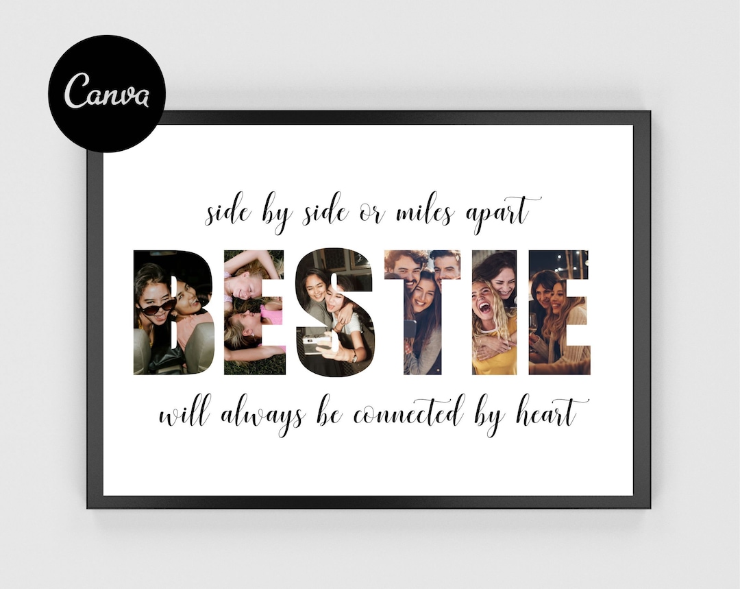 Freunde Fotocollage, Freunde Drucke, Bestie Collage, Canva Vorlage