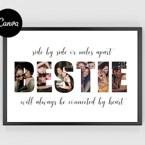 Collage di foto di amici, stampe di amici, collage di migliori amiche, modello Canva, cornice per foto di migliori amiche, stampe BFF, regali per lei, regali per gli amici