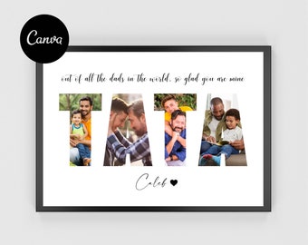 Dad Photo Collage, DIY Canva Template, Dad Photo Collage, Personalized Dad Frame, Dad Photos, Fathers Day Gift, Best Dad Photo Collage
