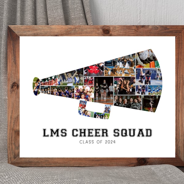 Cheerleader Photo Collage, Cheerleader Gift, Senior Night Graduation Gift, Personalized Player Frame, Sports Collage, Gift for Player