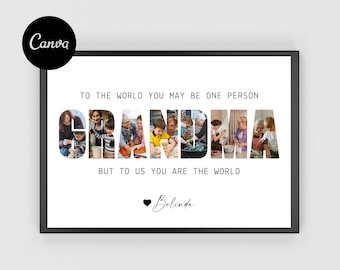 Personalized Grandma Photo Collage, DIY Gift (Canva Template)