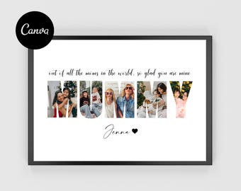 Collage de fotos para mamá - Plantilla editable de Canva - Regalo de cumpleaños para mamá - Collage de descarga instantánea