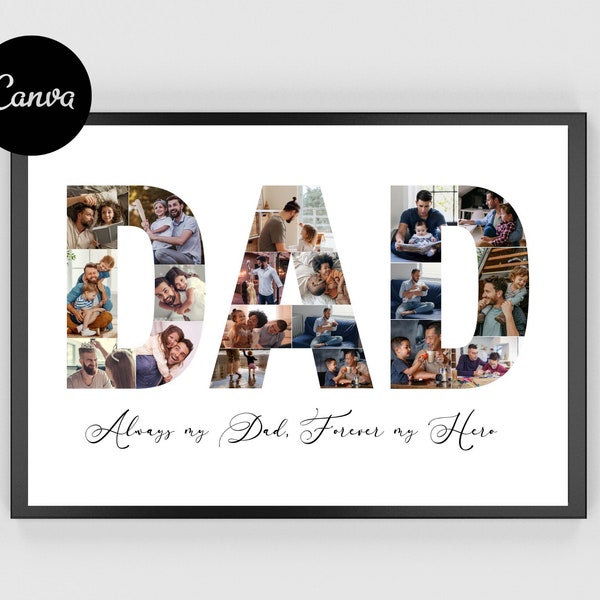 Dad Photo Collage, DIY Canva Template, Dad Photo Collage, Personalized Dad, Dad Photos, Instant Download, Best Dad Collage, Gifts for Him