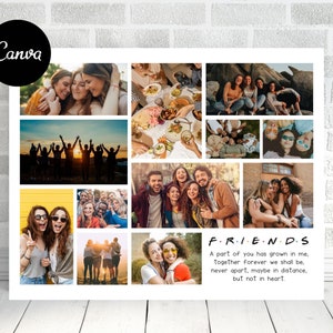 Cornice per foto di amici, stampe di amici, collage di foto di amici, modello Canva, foto dei migliori amici, stampe BFF, regali per lei, regali per gli amici