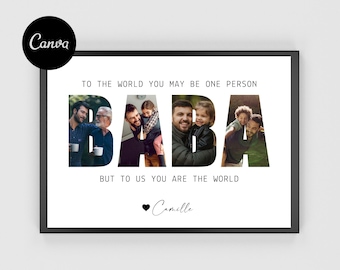 Baba Photo Collage Personalized Baba Gift for Dad Gifts for Him Editable Canva Template