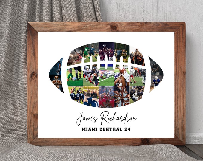Football Photo Collage, Senior Night Gift, Football Collage, Personalized Player Frame, Sport Photo Gift, Gift for Player, Gifts for Him